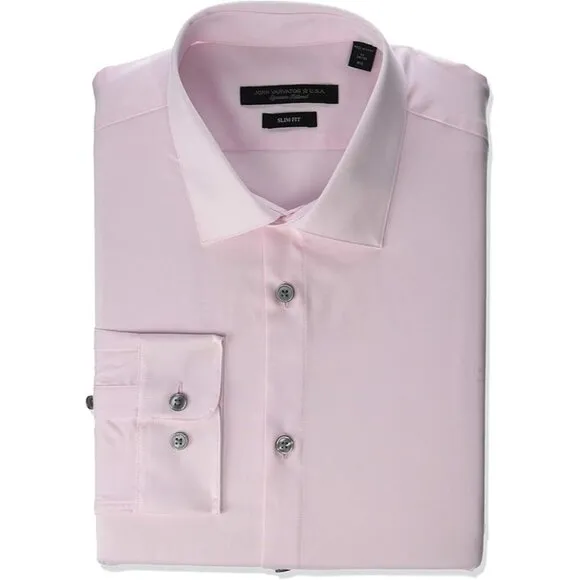 Mens John Varvatos Rick Pink Dress Shirt Slim Fit Size: 17.5&quot; NWT