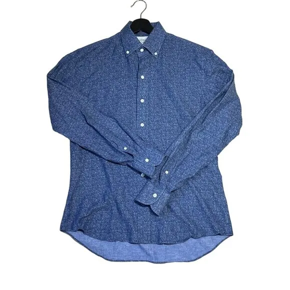 Men's Ledbury Blue Pattern Slim Fit Button-Down Shirt
