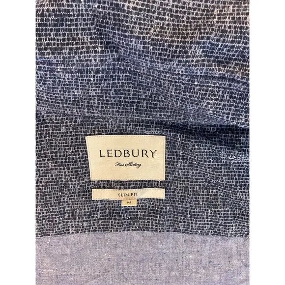 Men's Ledbury Blue Pattern Slim Fit Button-Down Shirt