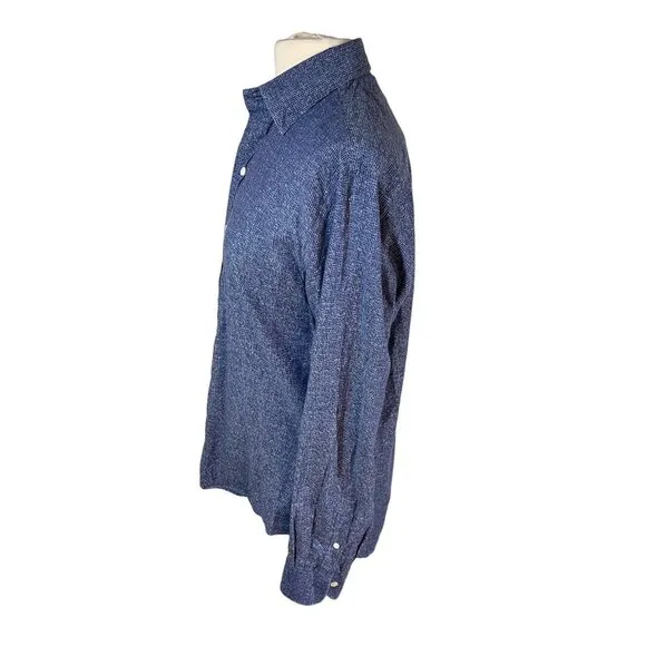 Men's Ledbury Blue Pattern Slim Fit Button-Down Shirt