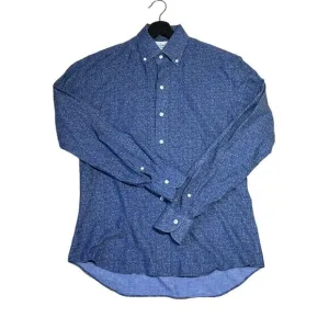 Men's Ledbury Blue Pattern Slim Fit Button-Down Shirt