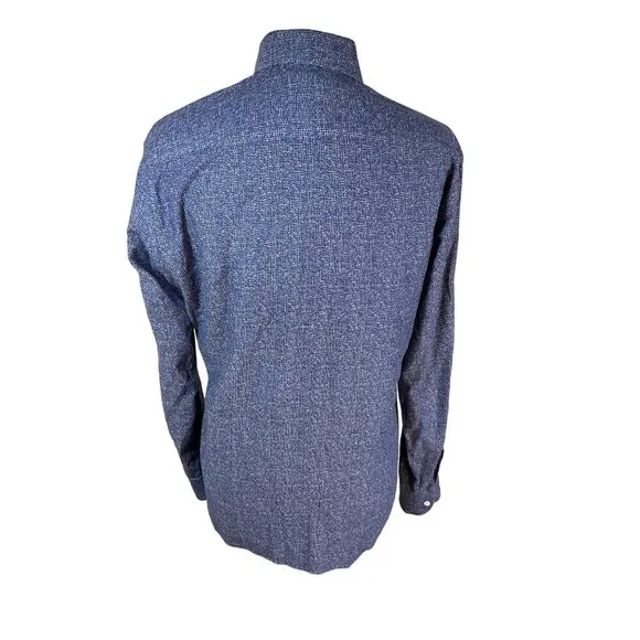 Men's Ledbury Blue Pattern Slim Fit Button-Down Shirt