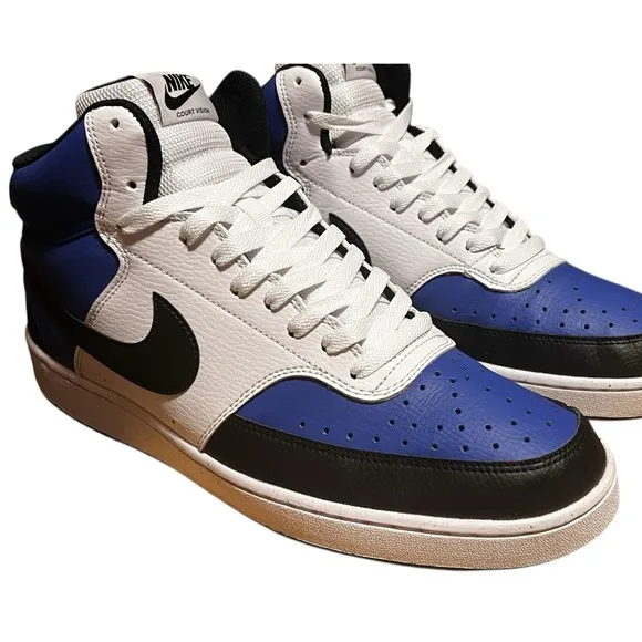 Mens NIKE COURT VISION MID NEXT NATURE FQ8740-480 Game Royal/Black/White Sz 12