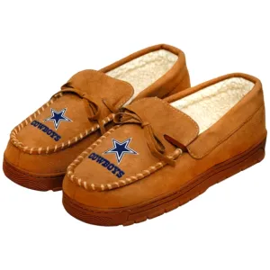 Men's Official NFL Dallas Cowboys Tan Indoor Outdoor Moccasin Slippers