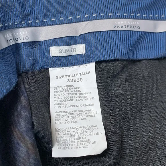 Men’s Perry Ellis Portfolio Slim Fit  Plaid Pants Size 33 x 30