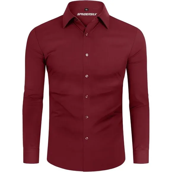 Men's Rose Long Sleeve Slim Muscle Fit Wrinkle Free Button Down Dress Shirts