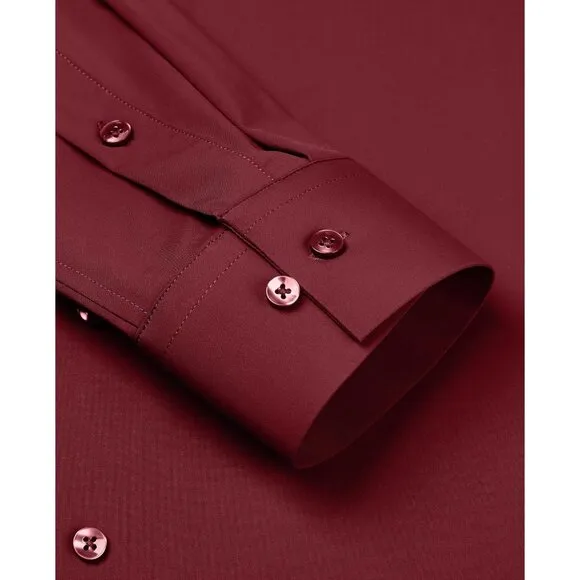 Men's Rose Long Sleeve Slim Muscle Fit Wrinkle Free Button Down Dress Shirts