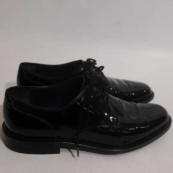 Mens Salvatore Ferragamo Black Patent Leather Tie Up Oxford Dress Shoes 7.5 EE