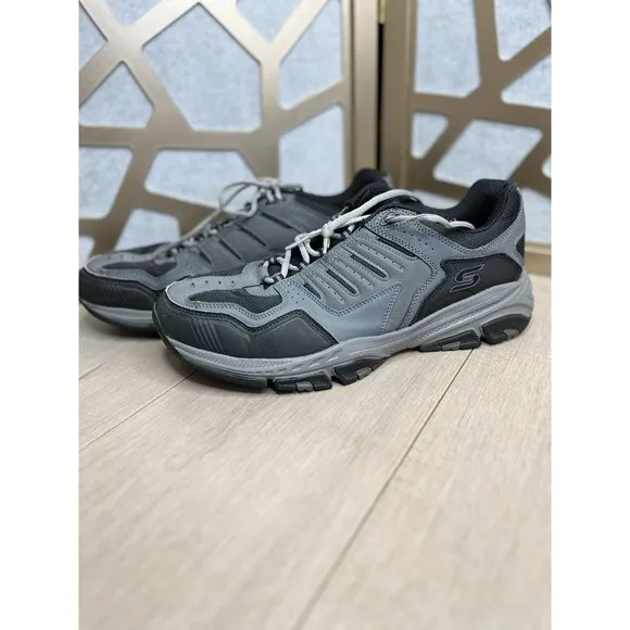 Mens Skechers Cross Court TR 51270 Gray Memory Foam Sneakers Shoes Leather Sz 12