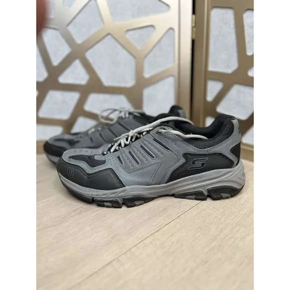 Mens Skechers Cross Court TR 51270 Gray Memory Foam Sneakers Shoes Leather Sz 12