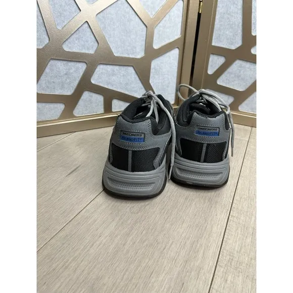 Mens Skechers Cross Court TR 51270 Gray Memory Foam Sneakers Shoes Leather Sz 12