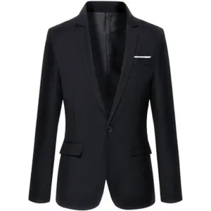Mens Slim Fit Casual One Button Blazer Jacket