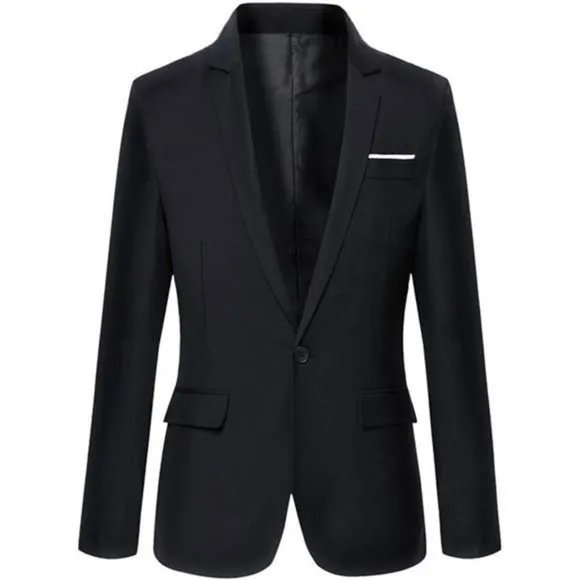 Mens Slim Fit Casual One Button Blazer Jacket