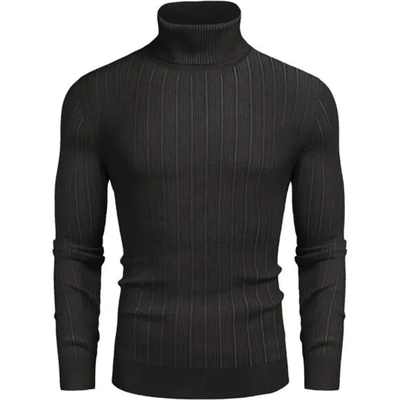 Men's Slim Fit Turtleneck Sweater Pullover Black