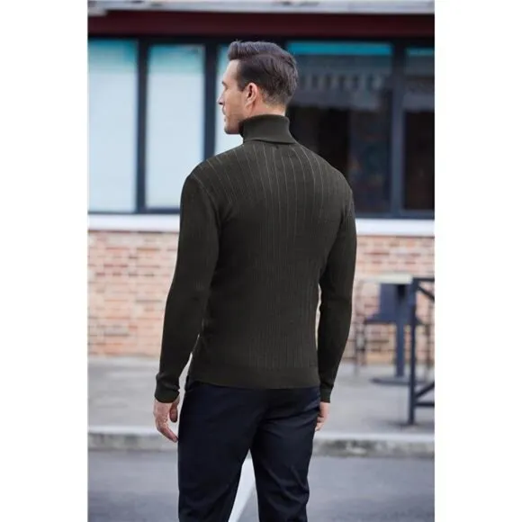 Men's Slim Fit Turtleneck Sweater Pullover Black