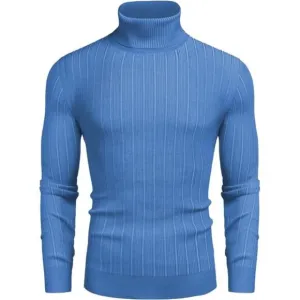 Men's Slim Fit Turtleneck Sweater Pullover Blue