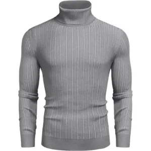 Men's Slim Fit Turtleneck Sweater Pullover Grey