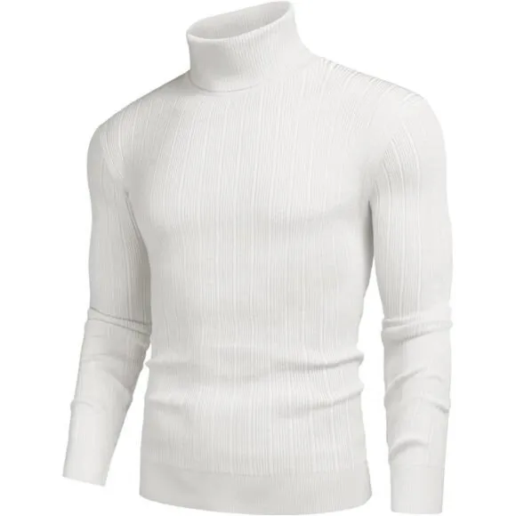 Men's Slim Fit Turtleneck Sweater Pullover White