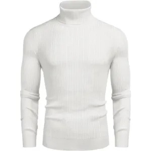 Men's Slim Fit Turtleneck Sweater Pullover White
