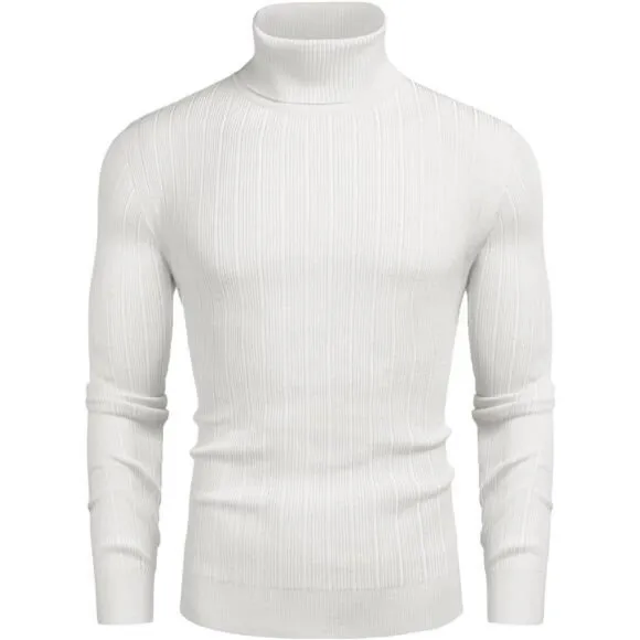 Men's Slim Fit Turtleneck Sweater Pullover White