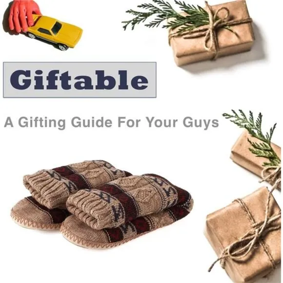 Men's Slipper Socks Fleece Lined Non-skid Soles, Knitted Warm Fuzzy House Shoes