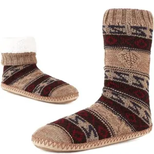 Men's Slipper Socks Fleece Lined Non-skid Soles, Knitted Warm Fuzzy House Shoes