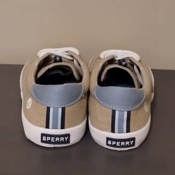 Mens Sperry Spinnaker Washable Sneaker, Classic Sneaker, Khaki Beige - NIB