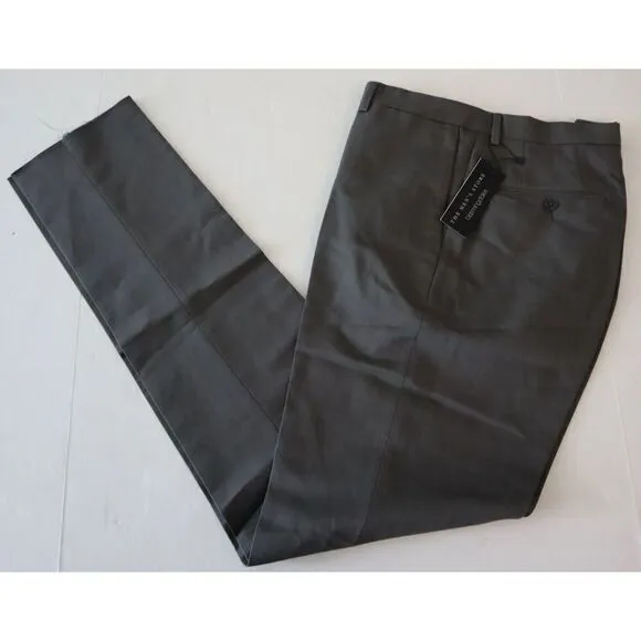 Men's Store Bloomingdale's Sz 36R Gray Cotton &amp; Linen Slim Fit Dress Pants $178