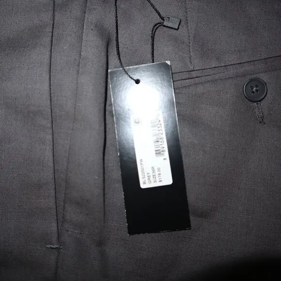 Men's Store Bloomingdale's Sz 36R Gray Cotton &amp; Linen Slim Fit Dress Pants $178