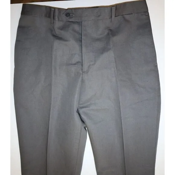 Men's Store Bloomingdale's Sz 36R Gray Cotton &amp; Linen Slim Fit Dress Pants $178