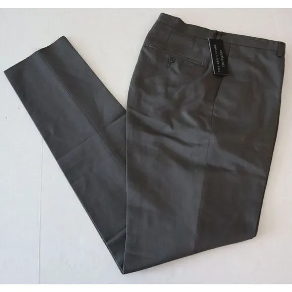 Men's Store Bloomingdale's Sz 36R Gray Cotton &amp; Linen Slim Fit Dress Pants $178