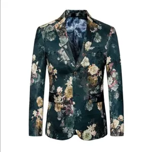 Men’s Jacquard Single Breasted Slim Fit Suit Blazer Prom Party Size 32 NWT