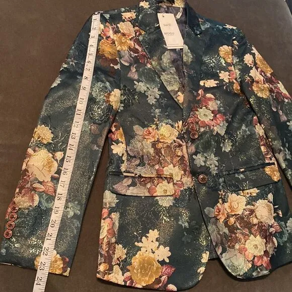 Men’s Jacquard Single Breasted Slim Fit Suit Blazer Prom Party Size 32 NWT