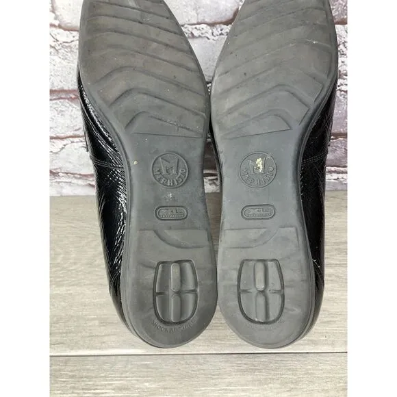 Mephisto Air Jet Black Patent Leopard Print Penny Wedge Shoes Women 11M US/42EU