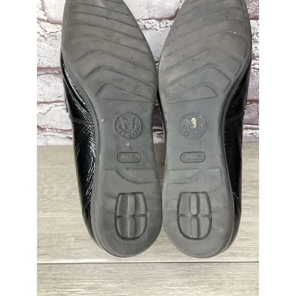 Mephisto Air Jet Black Patent Leopard Print Penny Wedge Shoes Women 11M US/42EU
