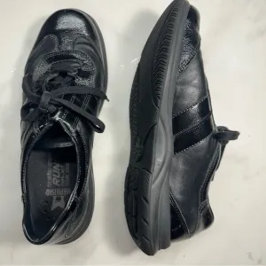 Mephisto Black Leather &amp; Patent Lace Up Athletic Shoes, Women's 7.5