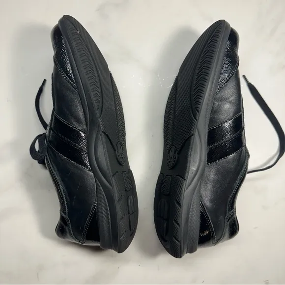 Mephisto Black Leather &amp; Patent Lace Up Athletic Shoes, Women's 7.5