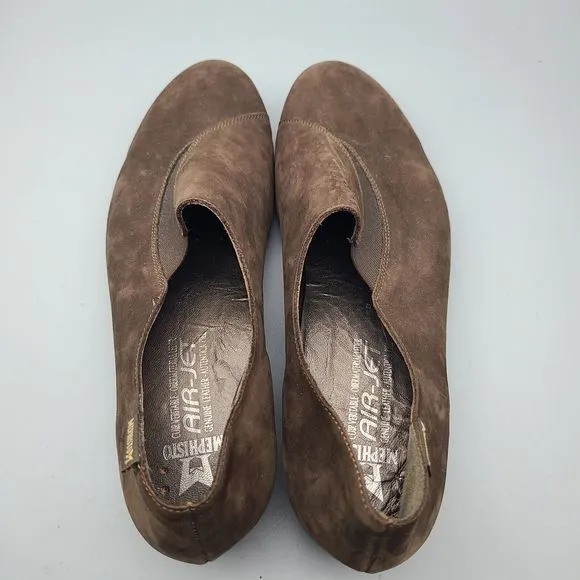 MEPHISTO Loafers Brown Suede Leather Slip Shoes Women Comfort US Size 10