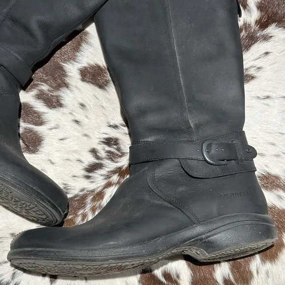 Merrell Captiva- Buckle Top- Waterproof Tall Leather Boot Size 11 A15