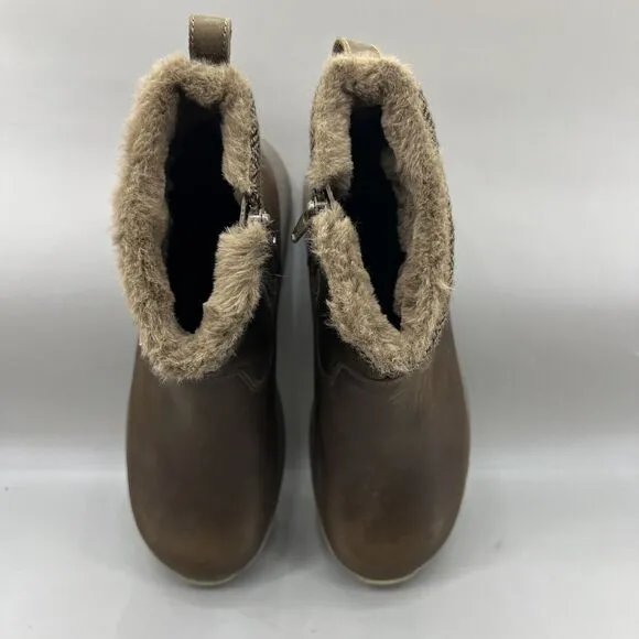 Merrell Encore Ice 5 Mid Zip Otter Boots Women Size 7 Brown Leather Ankle Shoes
