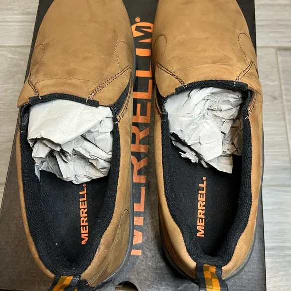 Merrell Jungle Moc Nubuck Men 12 W Brown Slip-On Shoes Moccasin J63839W