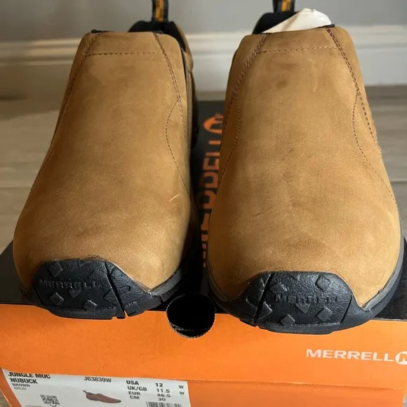 Merrell Jungle Moc Nubuck Men 12 W Brown Slip-On Shoes Moccasin J63839W