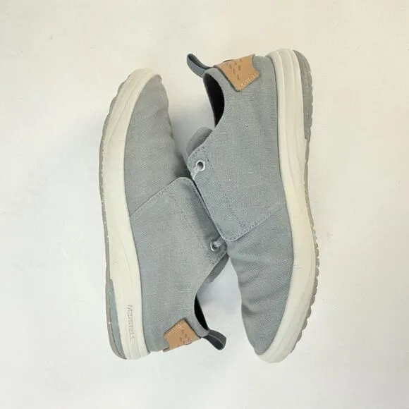 Merrell Shoes Womens 8.5 Bluish Green Canvas Gridway Slip Resistant Sneakers