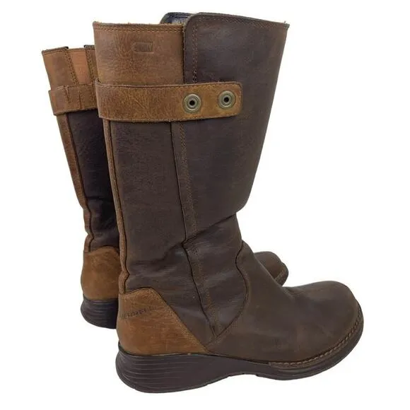 Merrell Travvy Leather Brown Tall Waterproof Snow Boots Women's Size 6