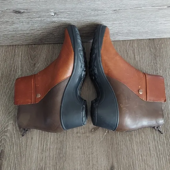 Merrell Veranda 2-tone Brown Leather Back Zip Up Ankle Mid Boots Women's 6.5
