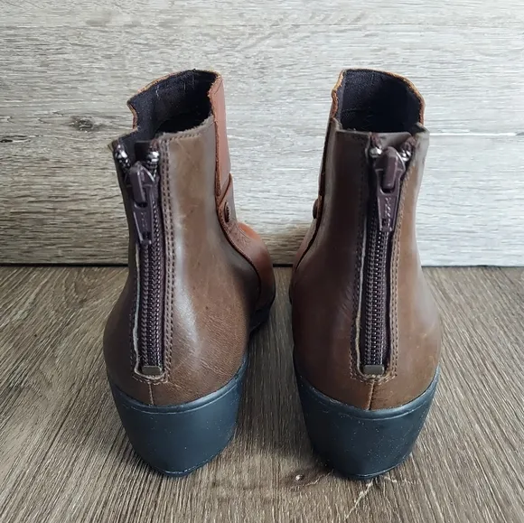 Merrell Veranda 2-tone Brown Leather Back Zip Up Ankle Mid Boots Women's 6.5