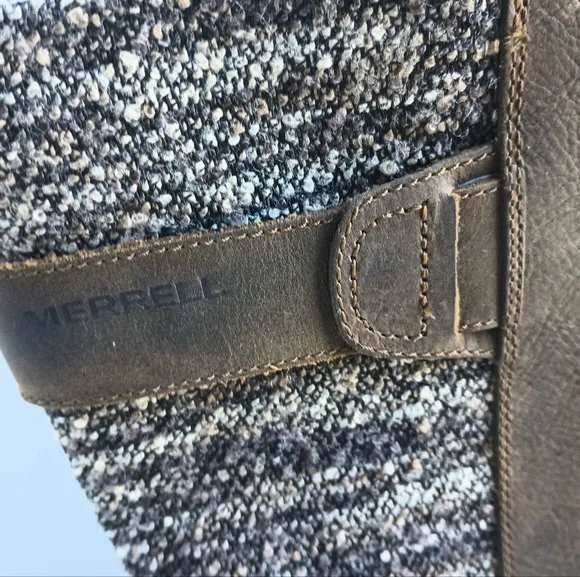 Merrell Womens Dark Earth Waterproof Boots Size 6 Knee High Lace Up Tweed