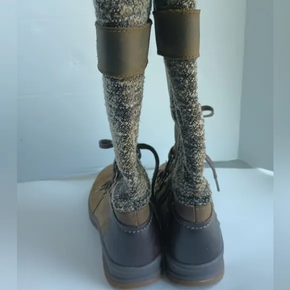 Merrell Womens Dark Earth Waterproof Boots Size 6 Knee High Lace Up Tweed