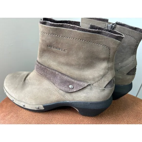 Merrell Women's Luxe Mid Brown Distressed Leather Ankle Boots Size 9 (J56082)