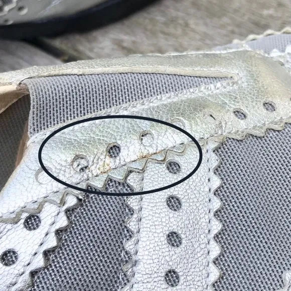 Metallic Silver Leather Spikeless Slip On Shoes Sesto MeucciGolf by Sherry 10.5M